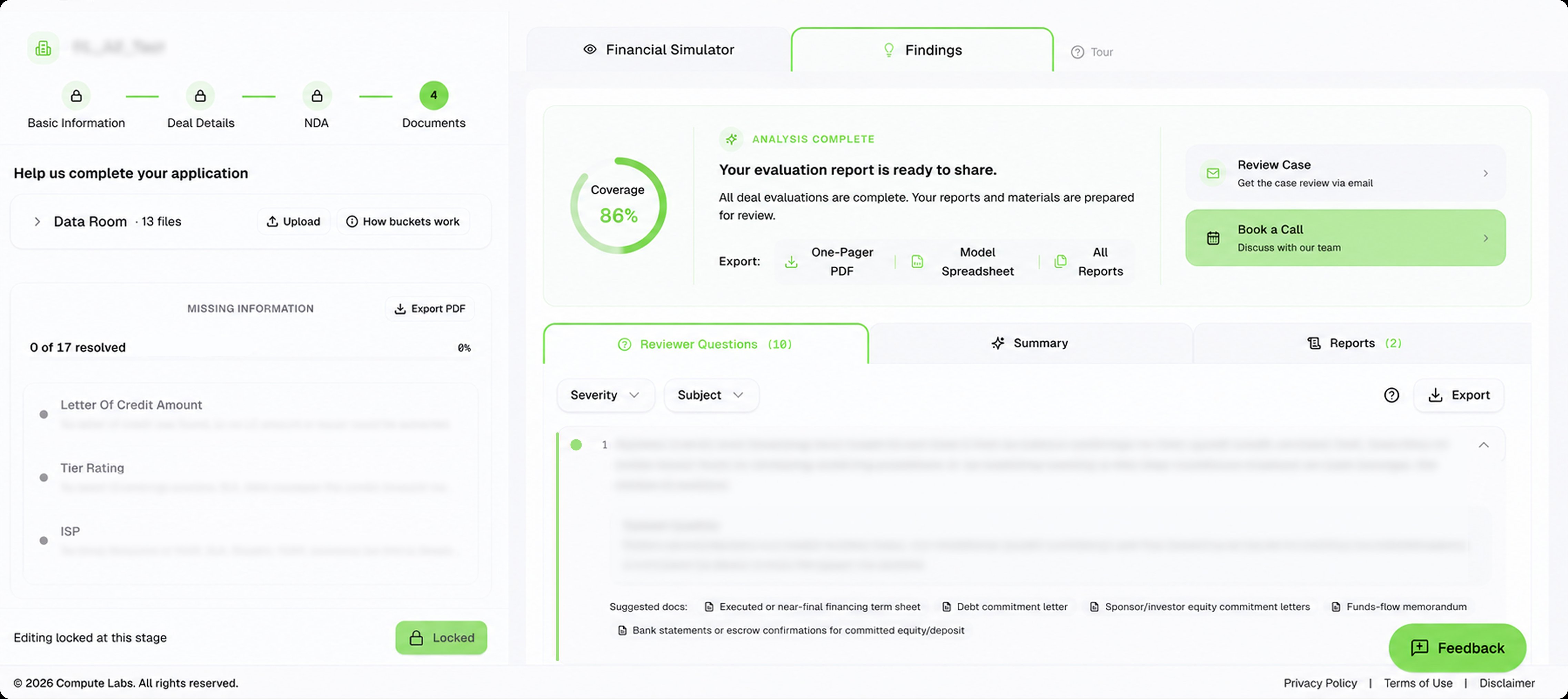Compute Labs Findings dashboard